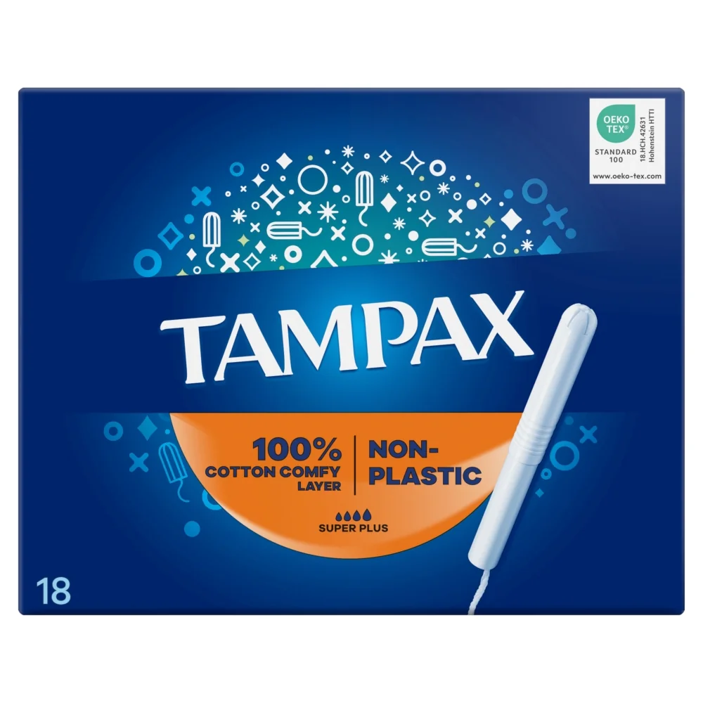 Tampax Super Plus, Tampony z aplikatorem kartonowym, 18 sztuk