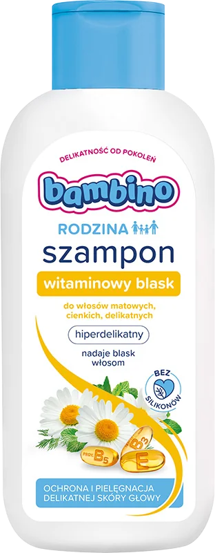 Bambino Rodzina Witaminowy Blask, szampon do włosów matowych, cienkich i delikatnych, 400 ml