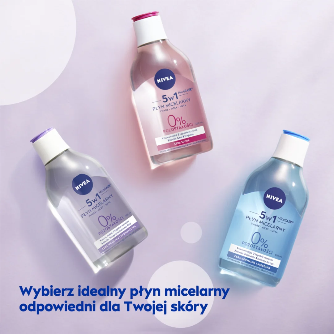 Nivea Pielęgnujący płyn micelarny 5 w 1 do cery wrażliwej i nadwrażliwej, 400 ml