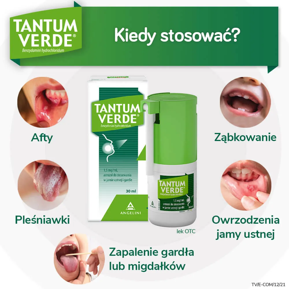 Tantum Verde 1,5 mg/ml, aerozol do stosowania w jamie ustnej i gardle, 30 ml 
