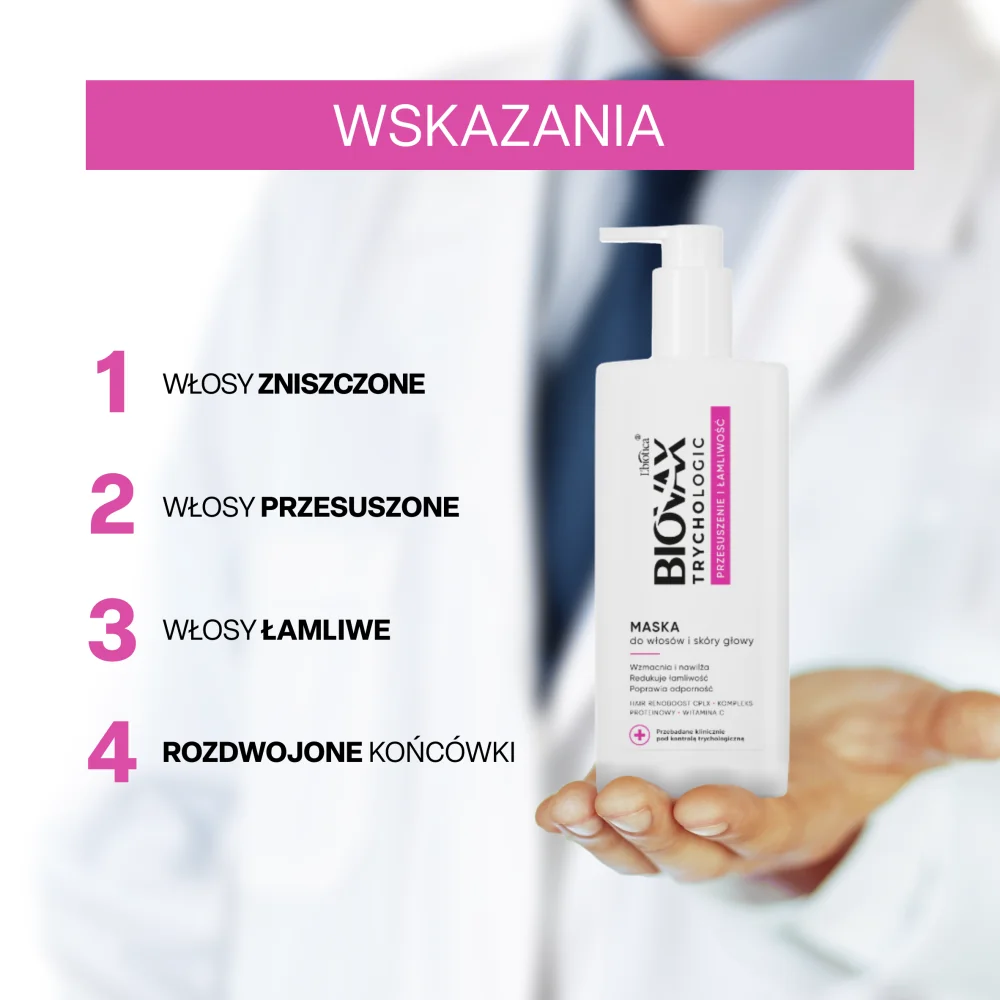 Biovax Trychologic Przesuszenie i Łamliwość maska do włosów i skóry głowy, 200 ml