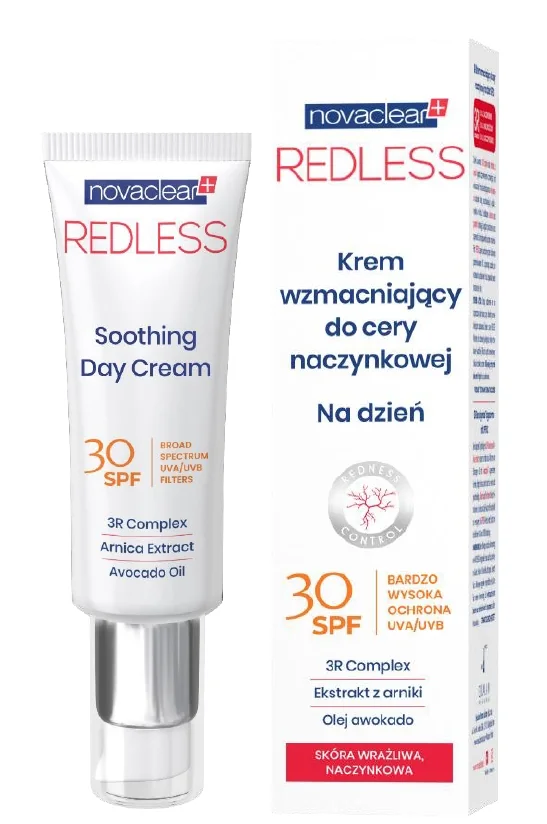 Novaclear Redless, Krem wzmacniający do cery naczynkowej na dzień SPF 30, 50 ml