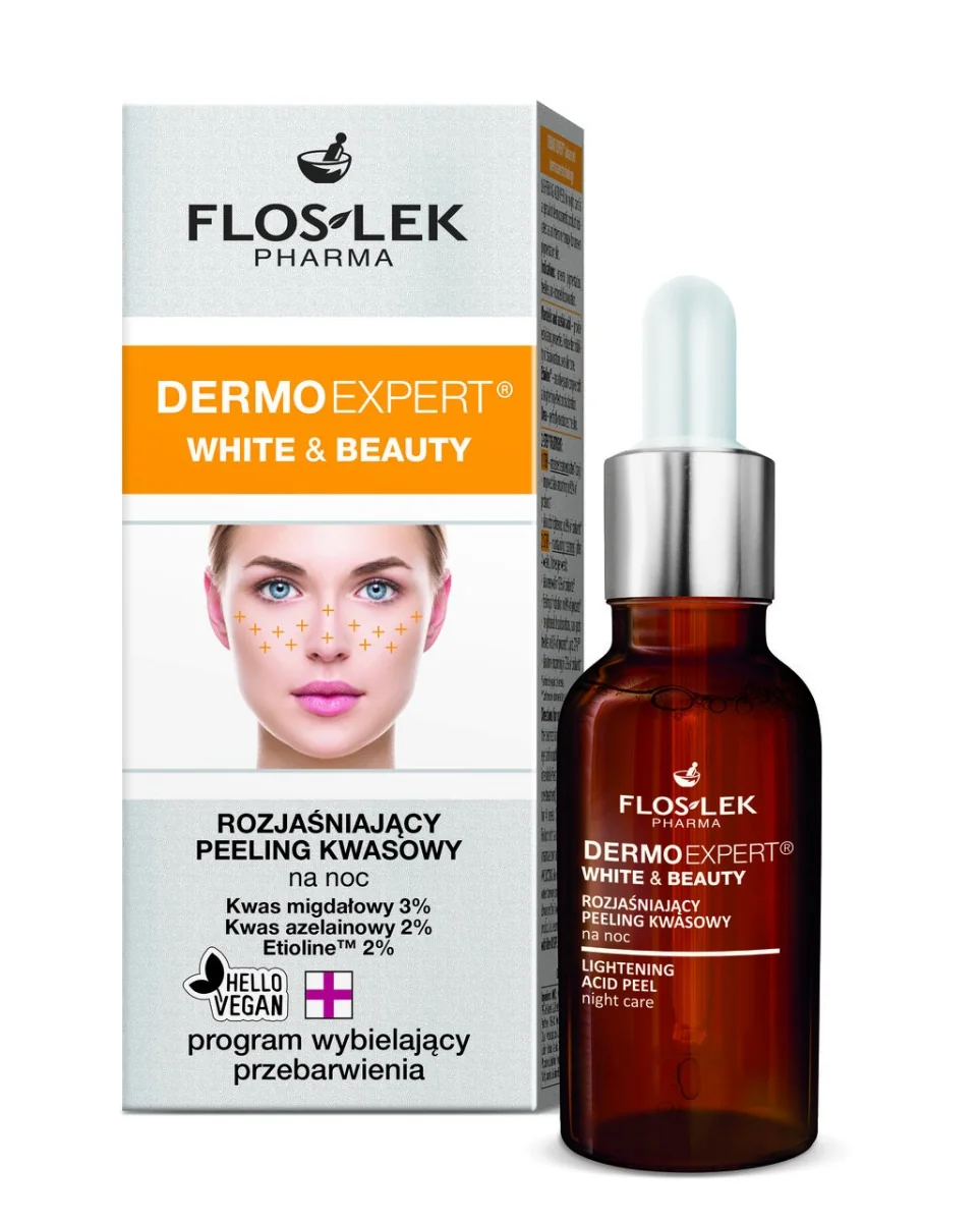 Floslek Dermoexpert White and Beauty, rozjaśniający peeling kwasowy na noc, 30 ml