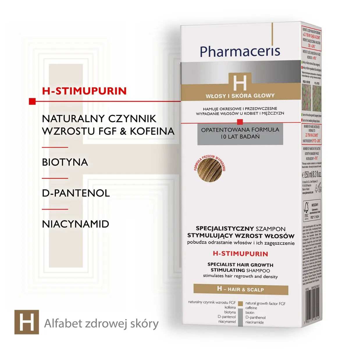 Pharmaceris H, H-Stimupurin, specjalistyczny szampon stymulujący wzrost włosów, 250 ml 
