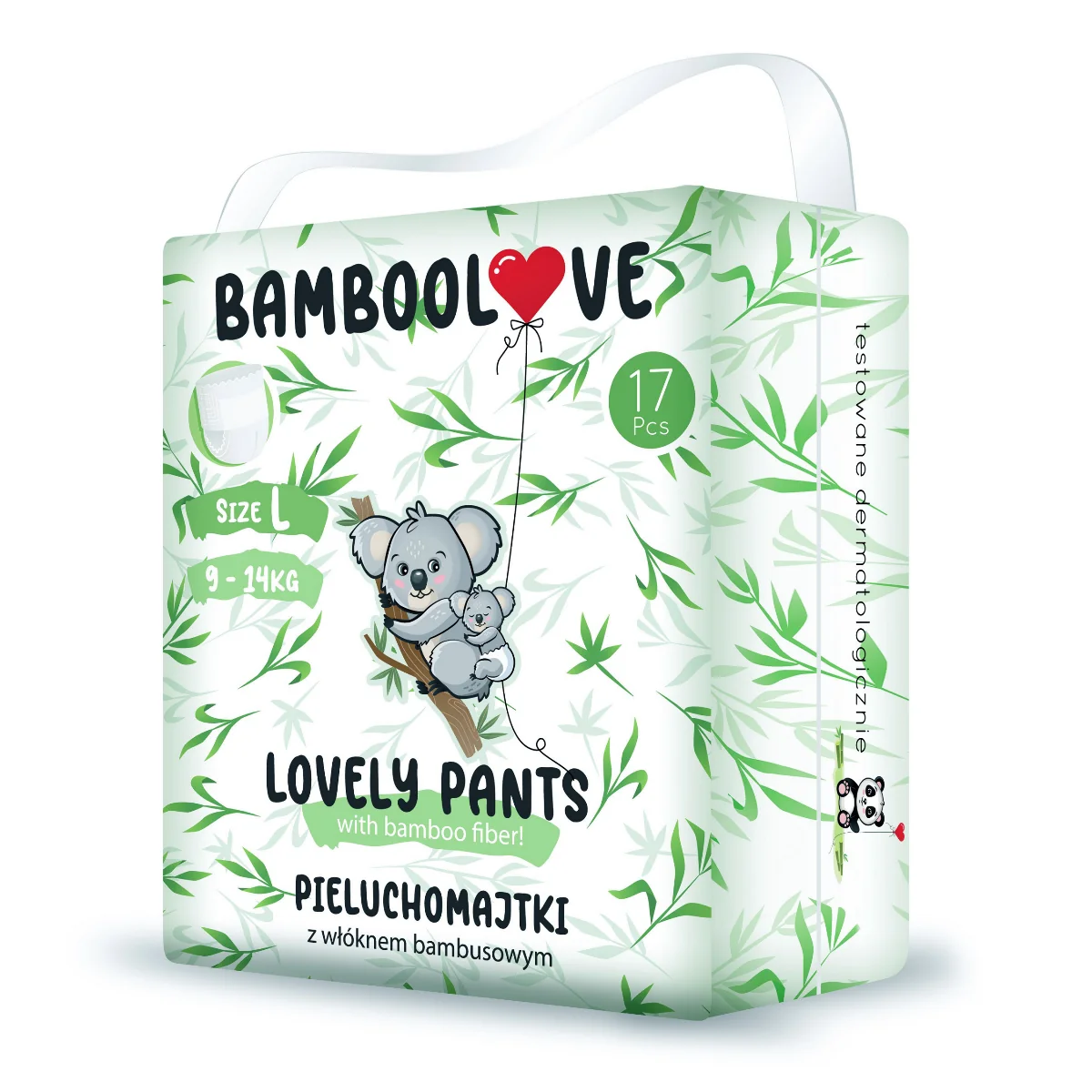 Bamboolove Lovely Pants, pieluchomajtki z włóknem bambusowym rozmiar L, 17 szt.