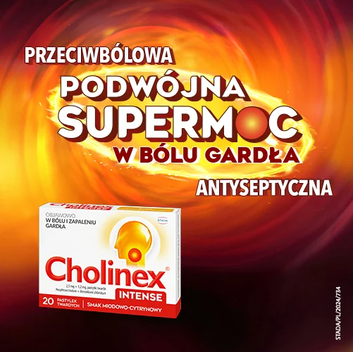 Cholinex Intense 20 pastylek twardych o smaku miodowo-cytrynowym