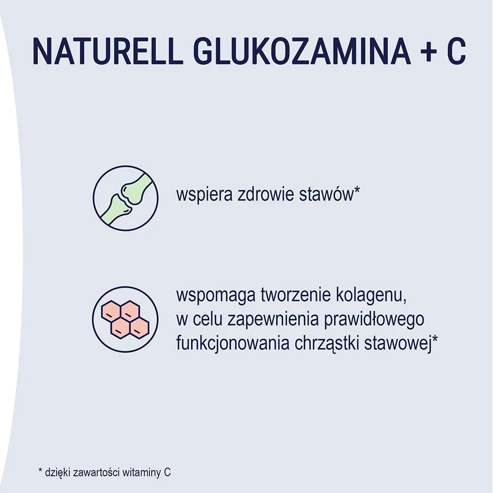 Naturell Glukozamina + C, suplement diety, 100 tabletek 