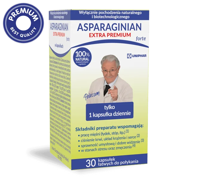 Asparaginian Extra Premium Forte, suplement diety, 30 kapsułek