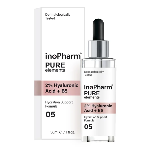 inoPharm Pure Elements 2% Kwas hialuronowy + 1% Prowitamina B5, serum do twarzy, 30 ml