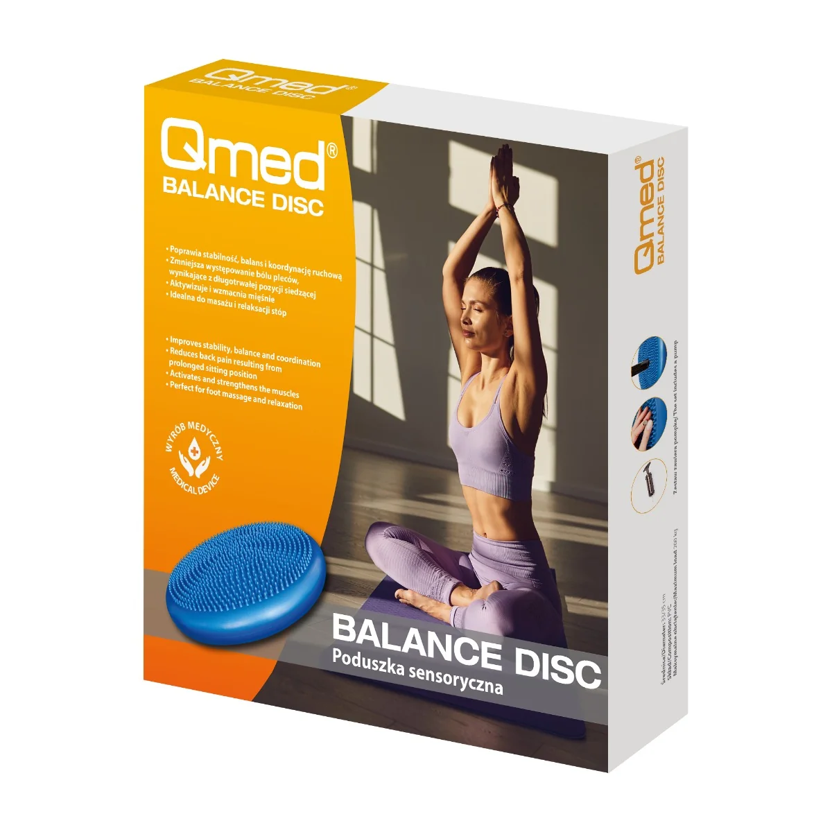 Qmed Balance Disc, poduszka sensoryczna z wypustkami niebieska, 1 szt.