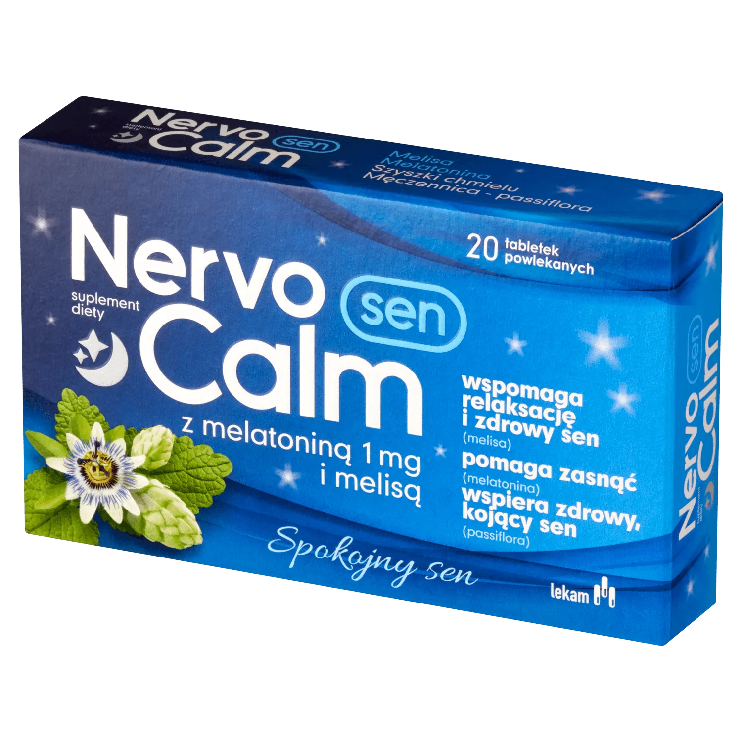 Nervocalm Sen z melatoniną i melisą suplement diety, 20 tabletek