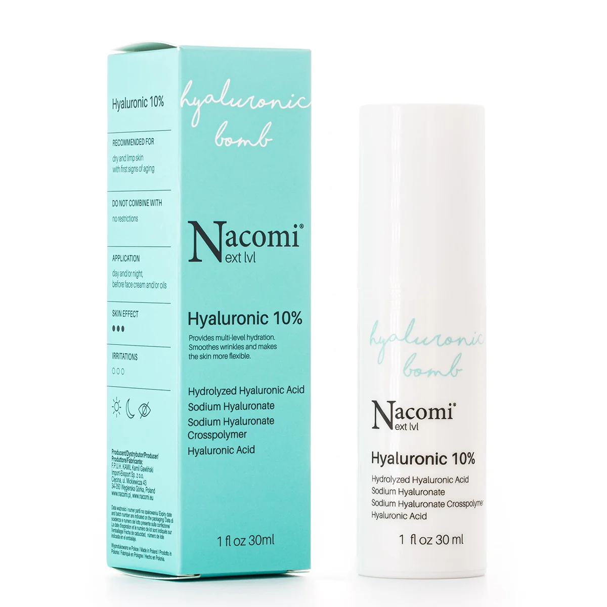 Nacomi Next Level Hyaluronic Bomb, serum do twarzy z kwasem hialuronowym 10%, 30 ml