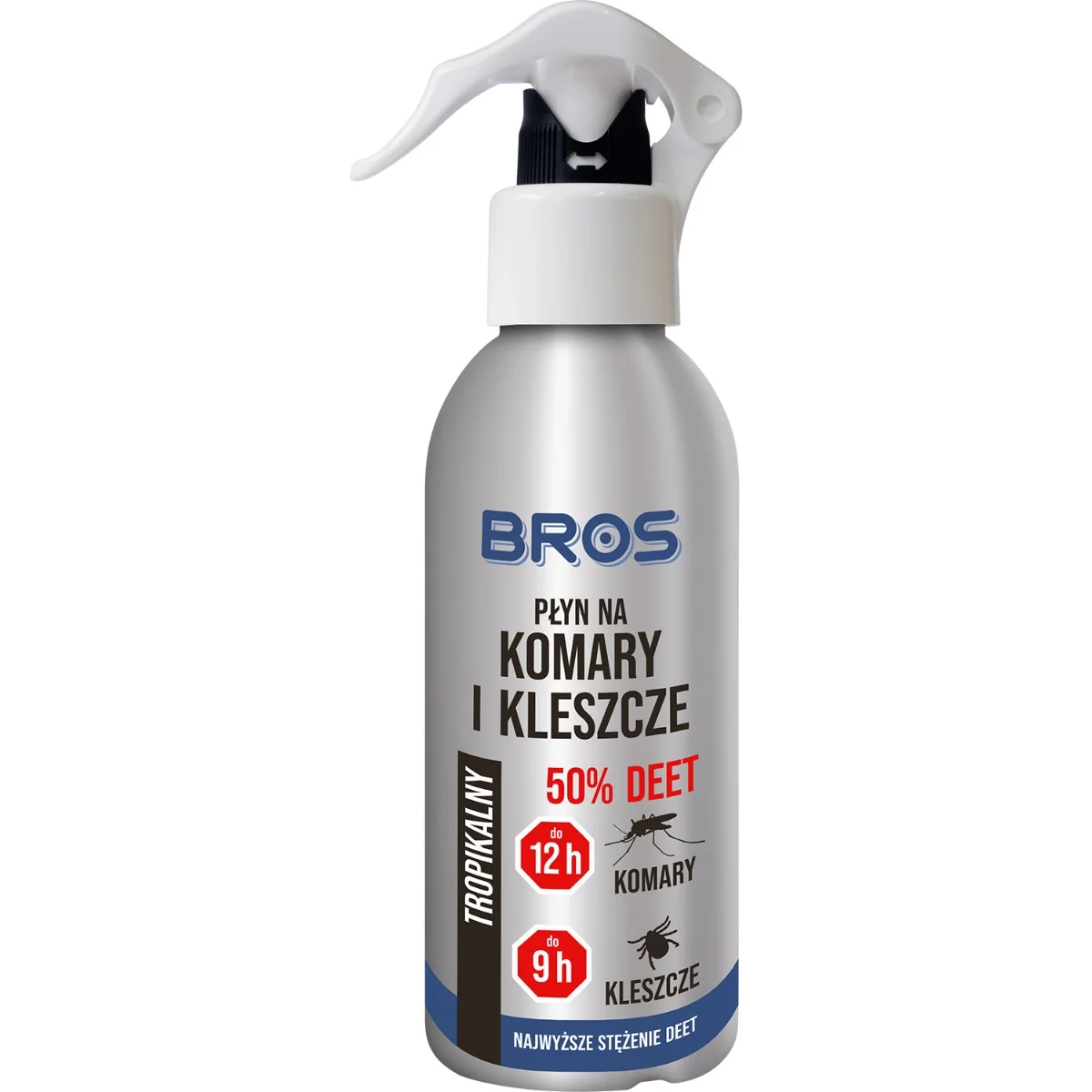 BROS, płyn na komary i kleszcze 50% DEET Tropikalny, 130 ml