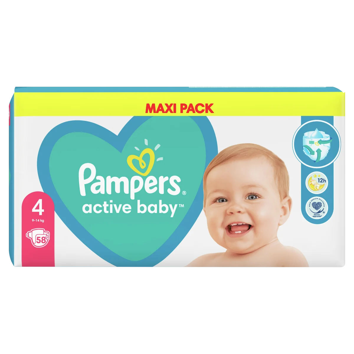 Pampers Active Baby, pieluchy, rozmiar 4, 9-14 kg, 58 sztuk