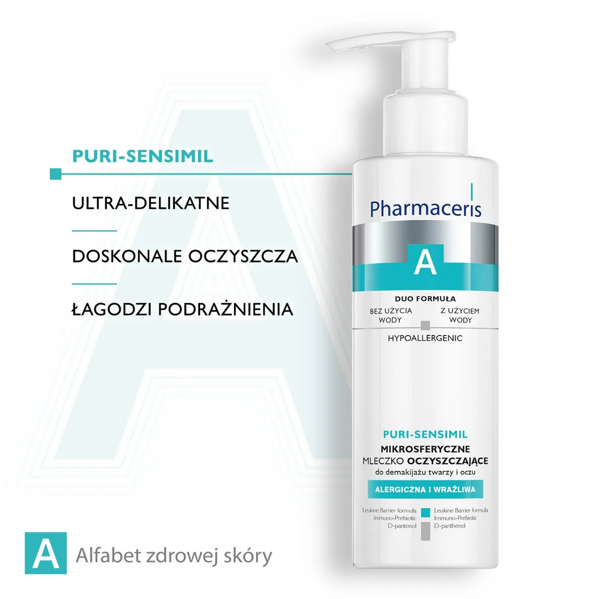 Pharmaceris A Puri-Sensimil, mikrosferyczne mleczko oczyszczające do demakijażu twarzy i oczu, 190 ml 