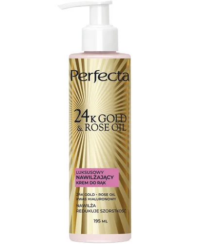 Perfecta 24K Gold & Rose Oil, luksusowy regenerujący krem do rąk, 195 ml