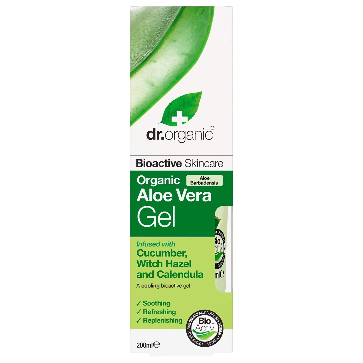 Dr Organic Aloe Vera, żel do ciala z ogórkiem, 200 ml