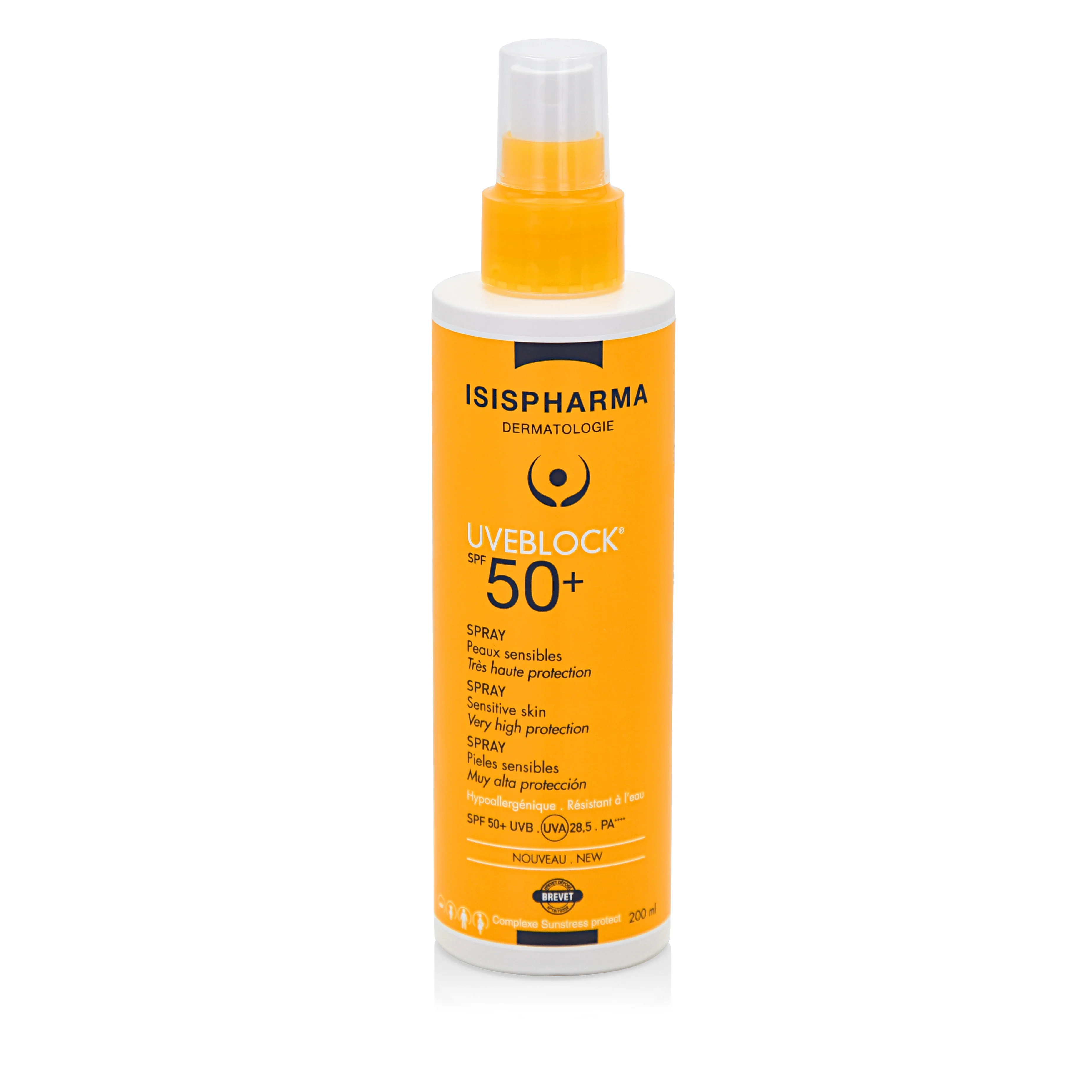 Isispharma Uveblock, spray z bardzo wysoką ochroną SPF 50+, 200 ml