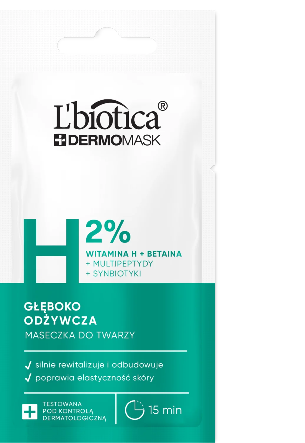 L'biotica Dermomask głęboko odżywcza maska z witaminą H,  8 ml 