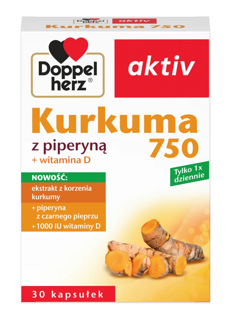 Doppelherz aktiv Kurkuma z piperyną, 30 kapsułek