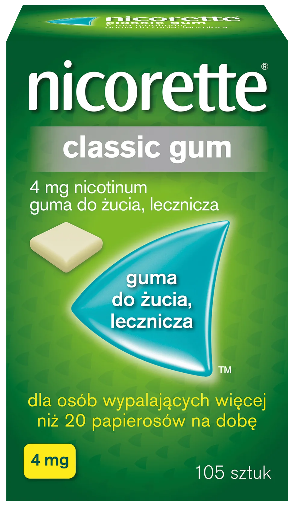 Nicorette Classic, 4 mg, 105 gum do żucia