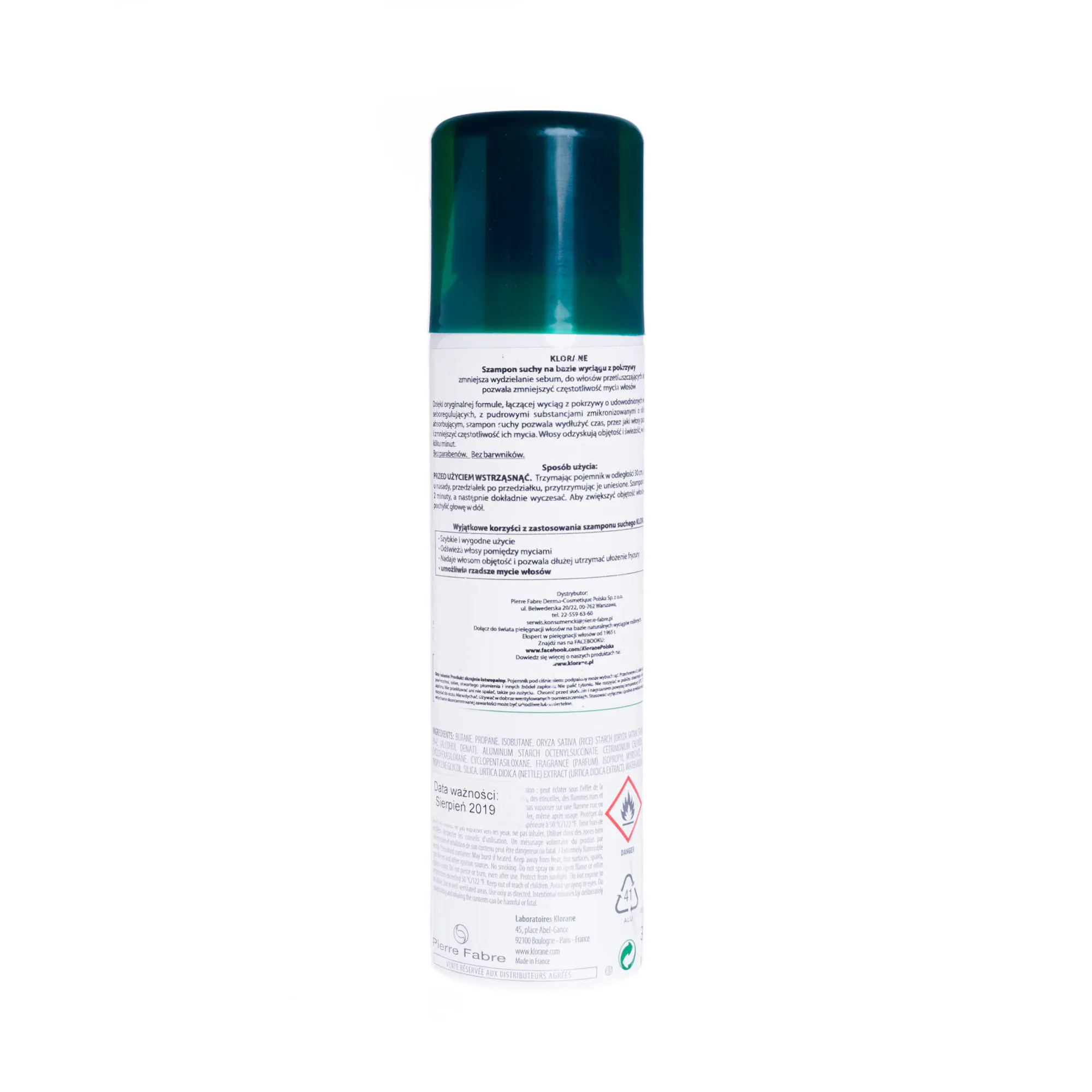 Klorane szampon suchy na bazie wyciągu z pokrzywy, 150 ml 