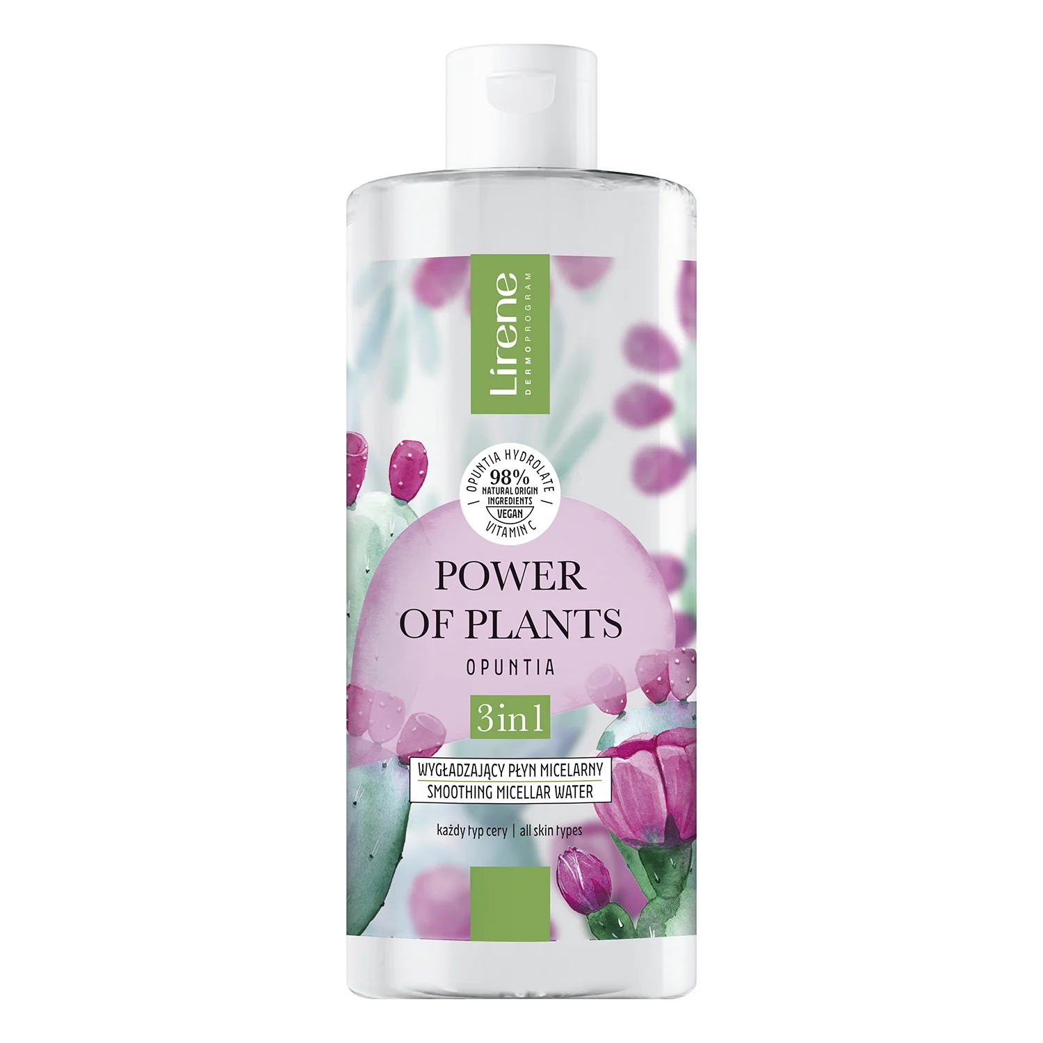 Lirene Power Of Plants Opuncja, wygładzający płyn micelarny 3w1, 400 ml