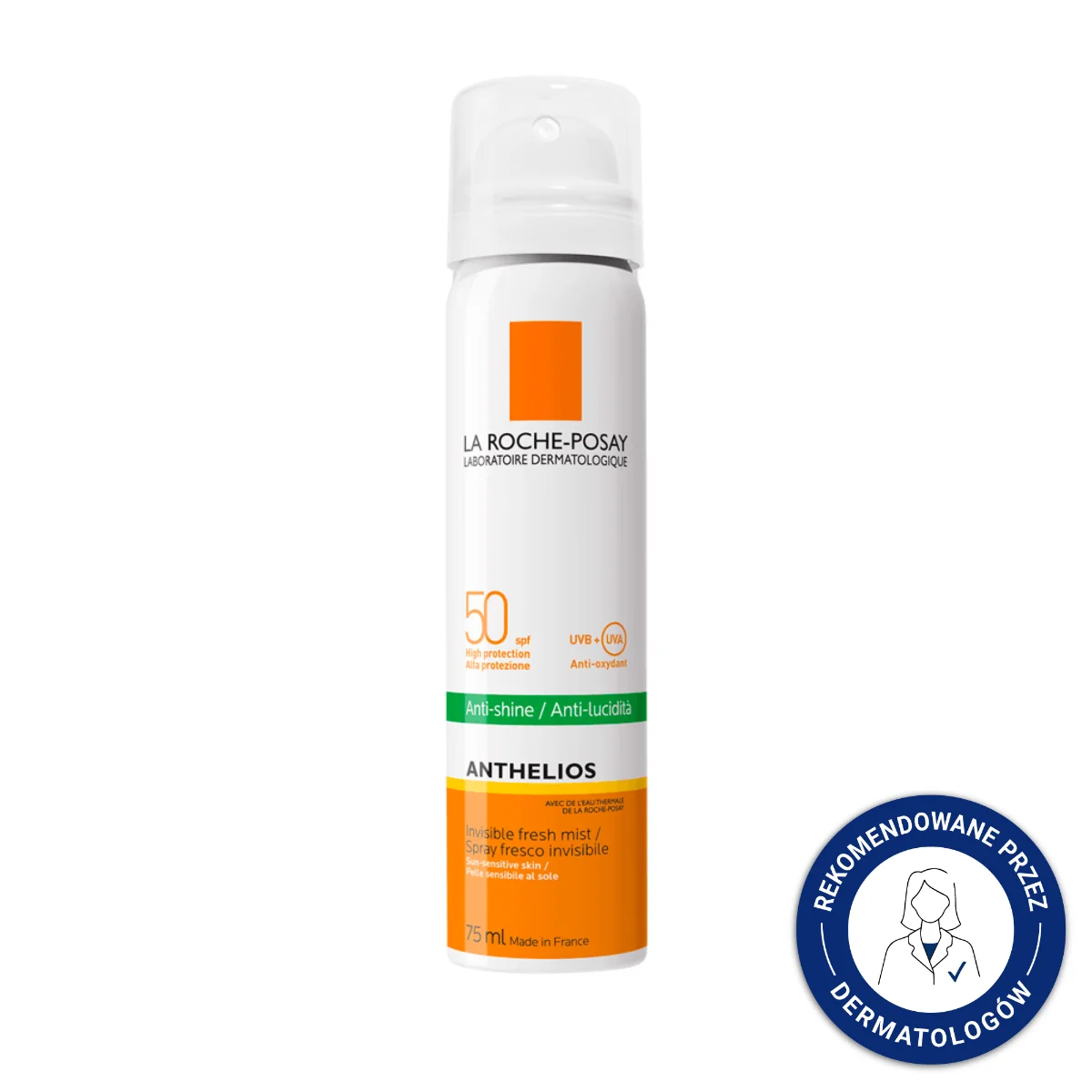 La Roche-Posay Anthelios, mgiełka do twarzy przeciw błyszczeniu się skóry SPF 50, 75 ml