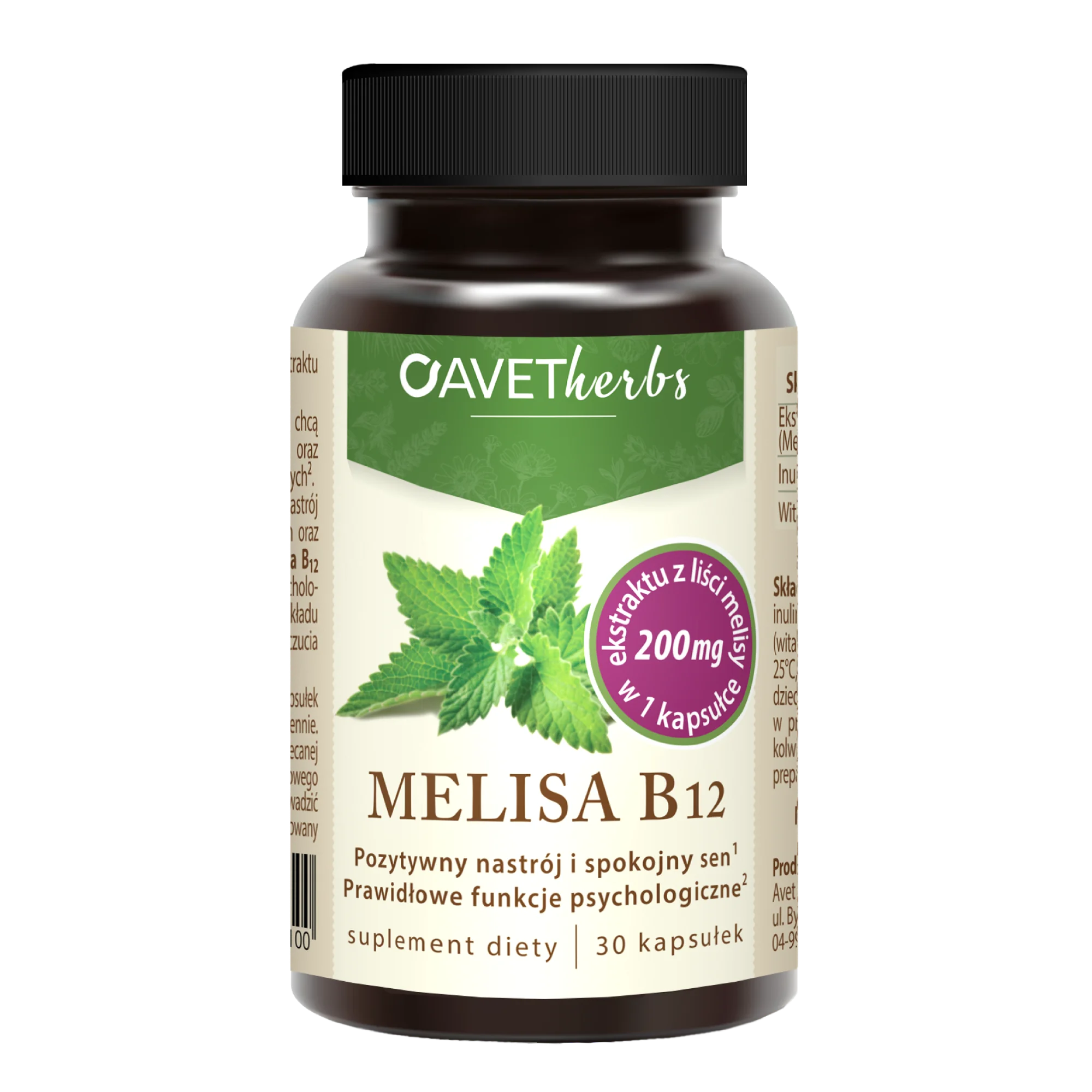 Avet Herbs Melisa B12, 30 kapsułek