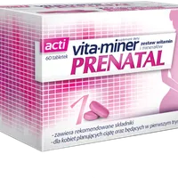 Vita-miner Prenatal, suplement diety z zestawem witamin i minerałów dla kobiet w ciąży i karmiących piersią, 60 tabletek