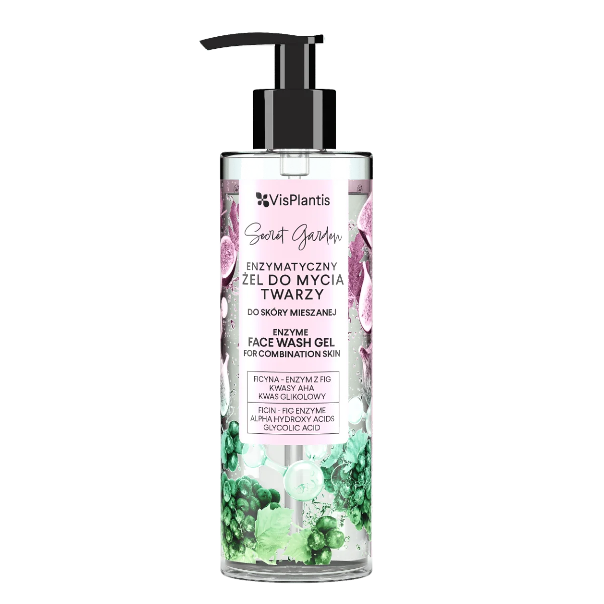 Vis Plantis Secret Garden, enzymatyczny żel do mycia twarzy do skóry mieszanej, 200 ml