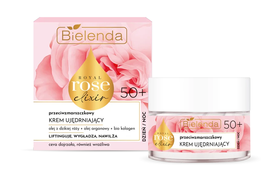 Bielenda Royal Rose przeciwzmarszczkowy półtłusty krem odbudowujący 50+, dzień/ noc, 50 ml