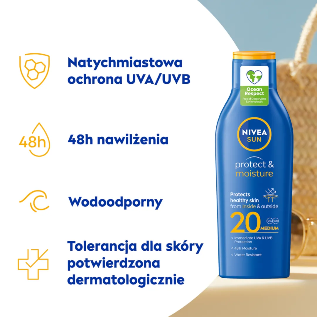 NIVEA SUN Nawilżający balsam do opalania SPF 20, 200 ml 