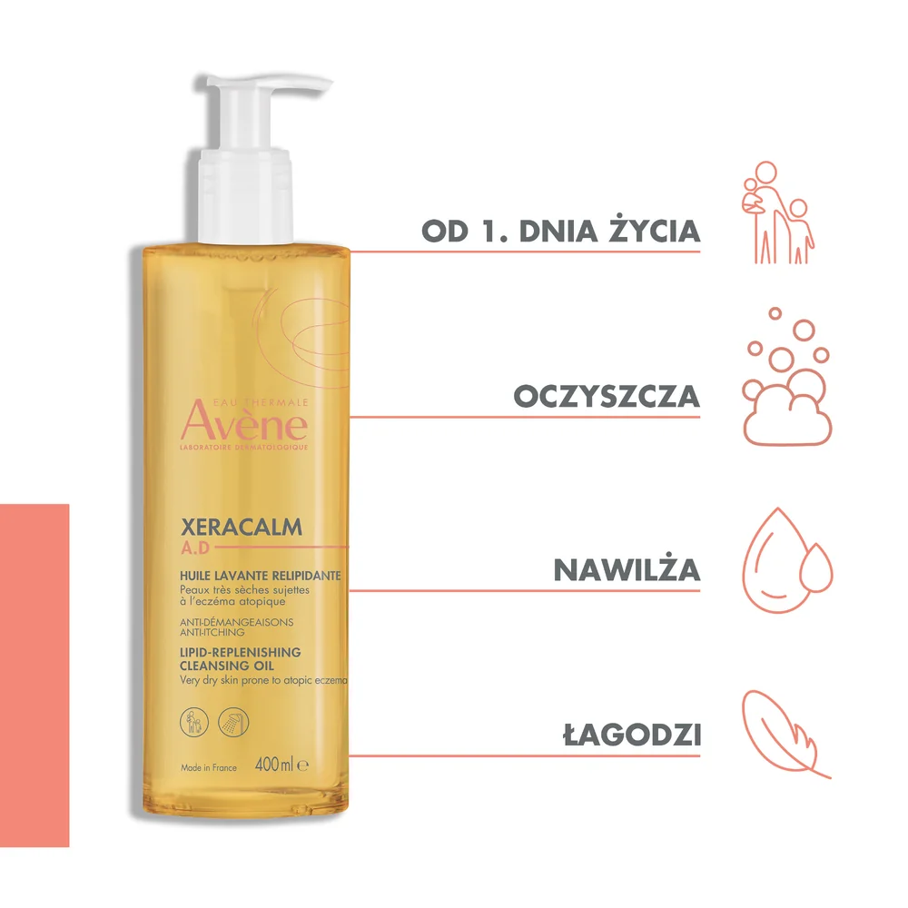 Avène XeraCalm A.D. olejek oczyszczający do mycia, 400 ml