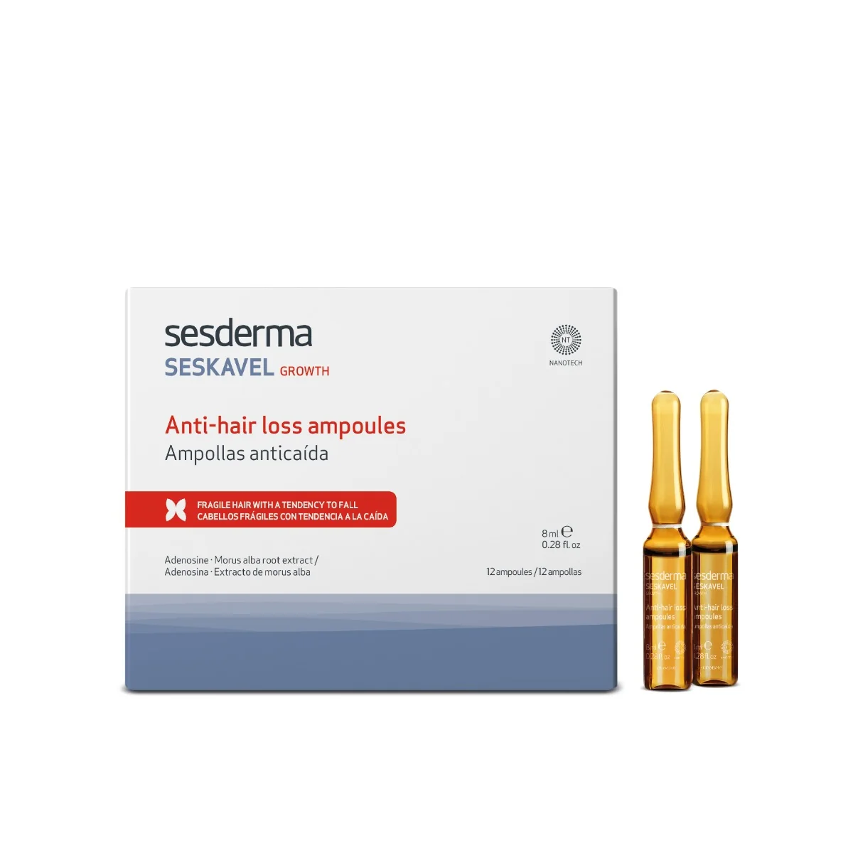 Sesderma Seskavel, ampułki przeciw wypadaniu włosów, 12 x 8 ml