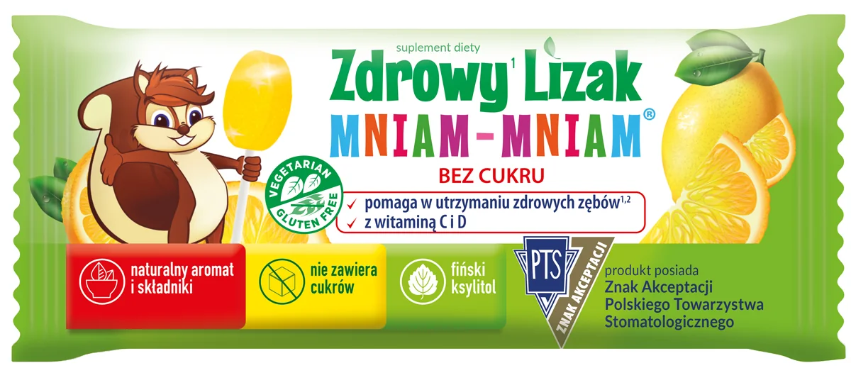 Zdrowy Lizak Mniam-Mniam o smaku cytrynowym suplement diety, 1 sztuka