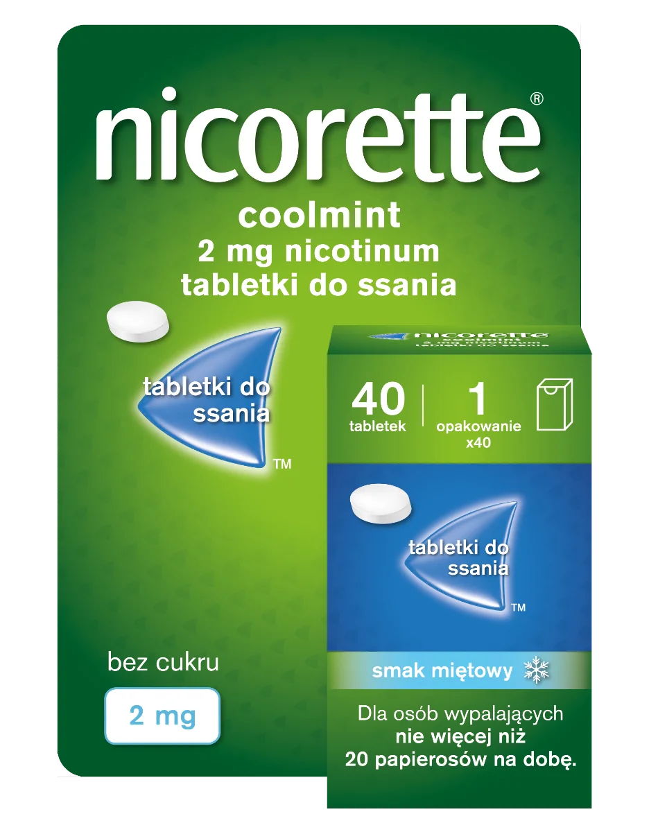 Nicorette Coolmint, 2 mg, 40 tabletek do ssania