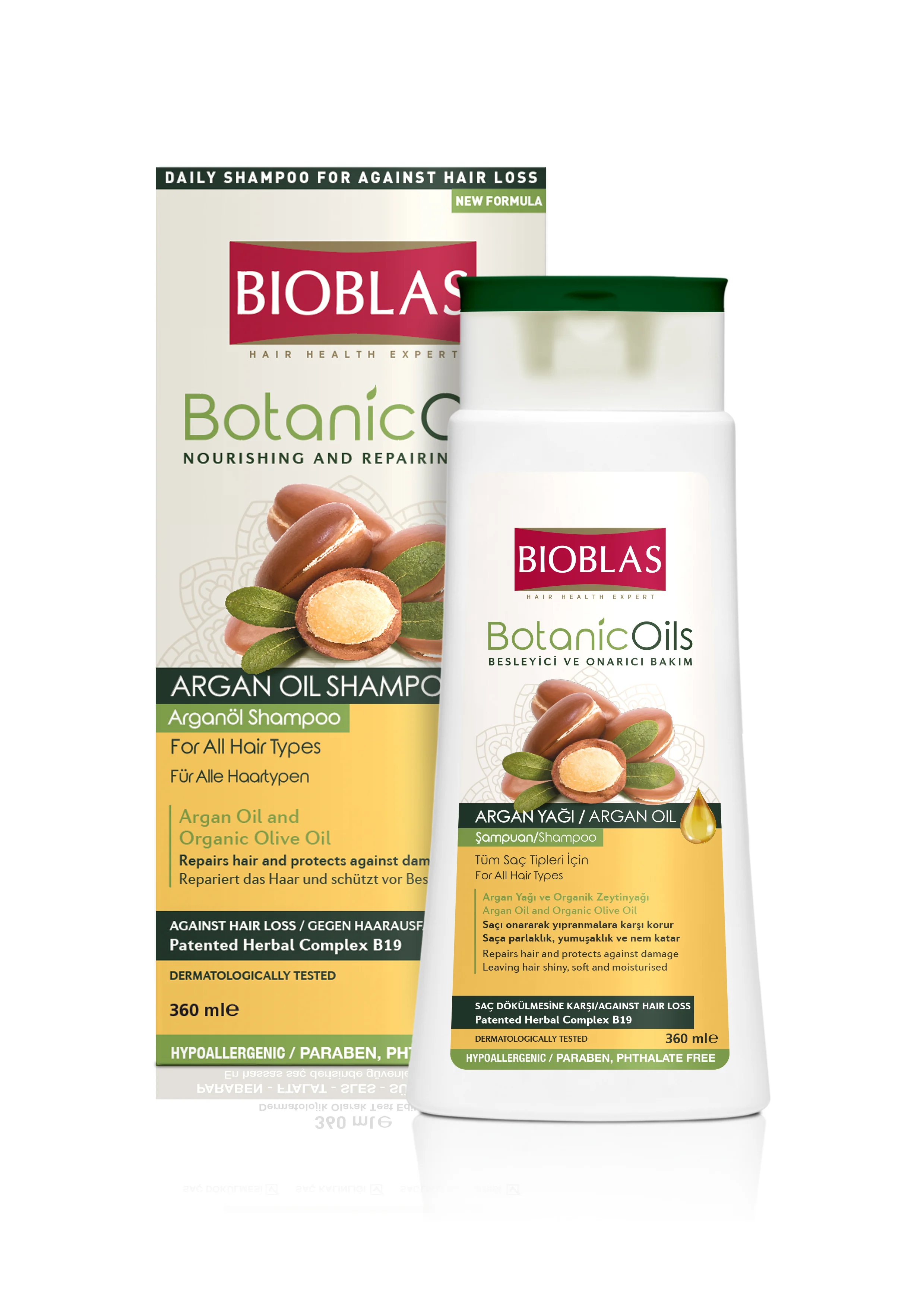 BIOBLAS Botanic Oils, ziołowy szampon przeciw wypadaniu włosów z olejkiem arganowym, 360 ml