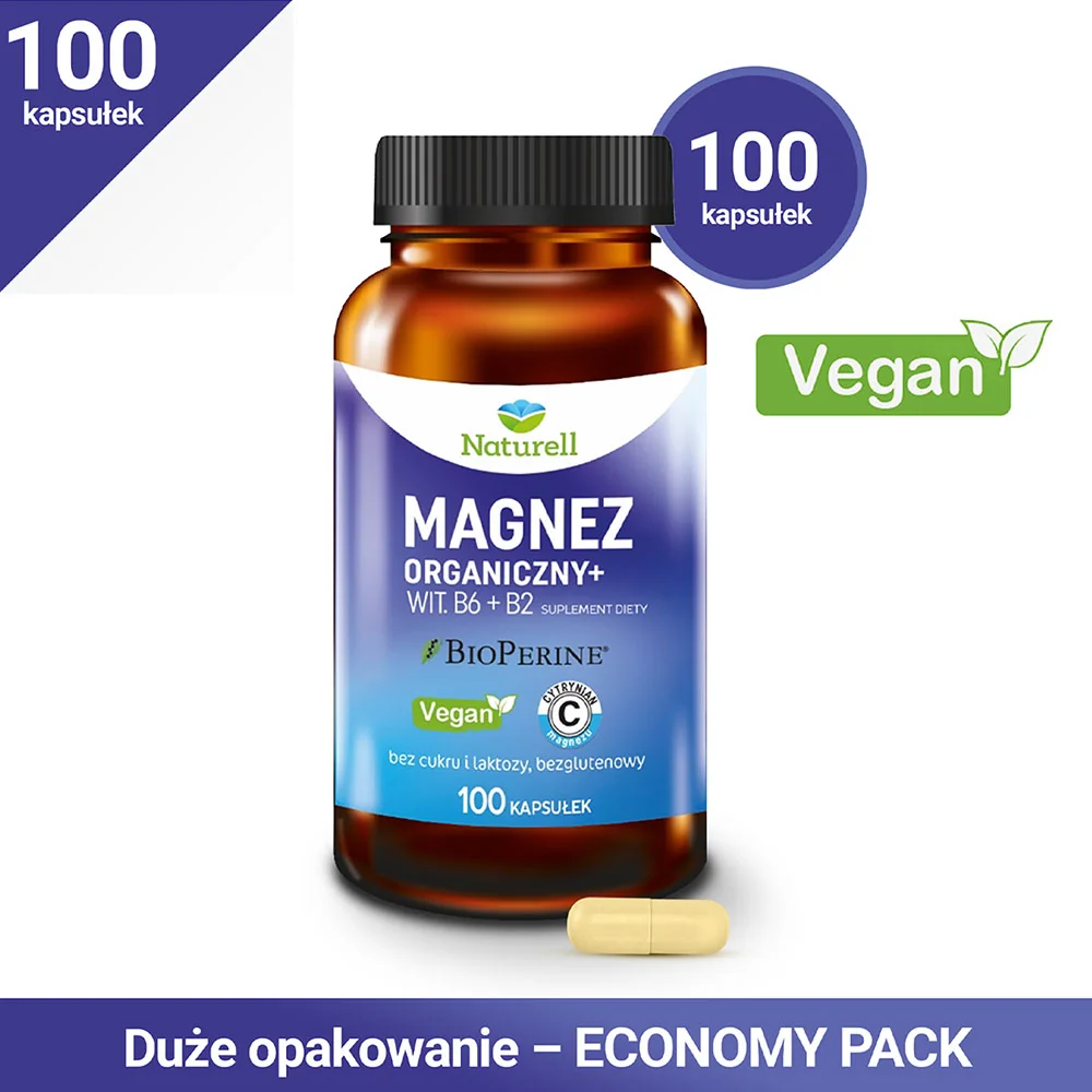 Naturell Magnez Organiczny+ 100 kapsułek