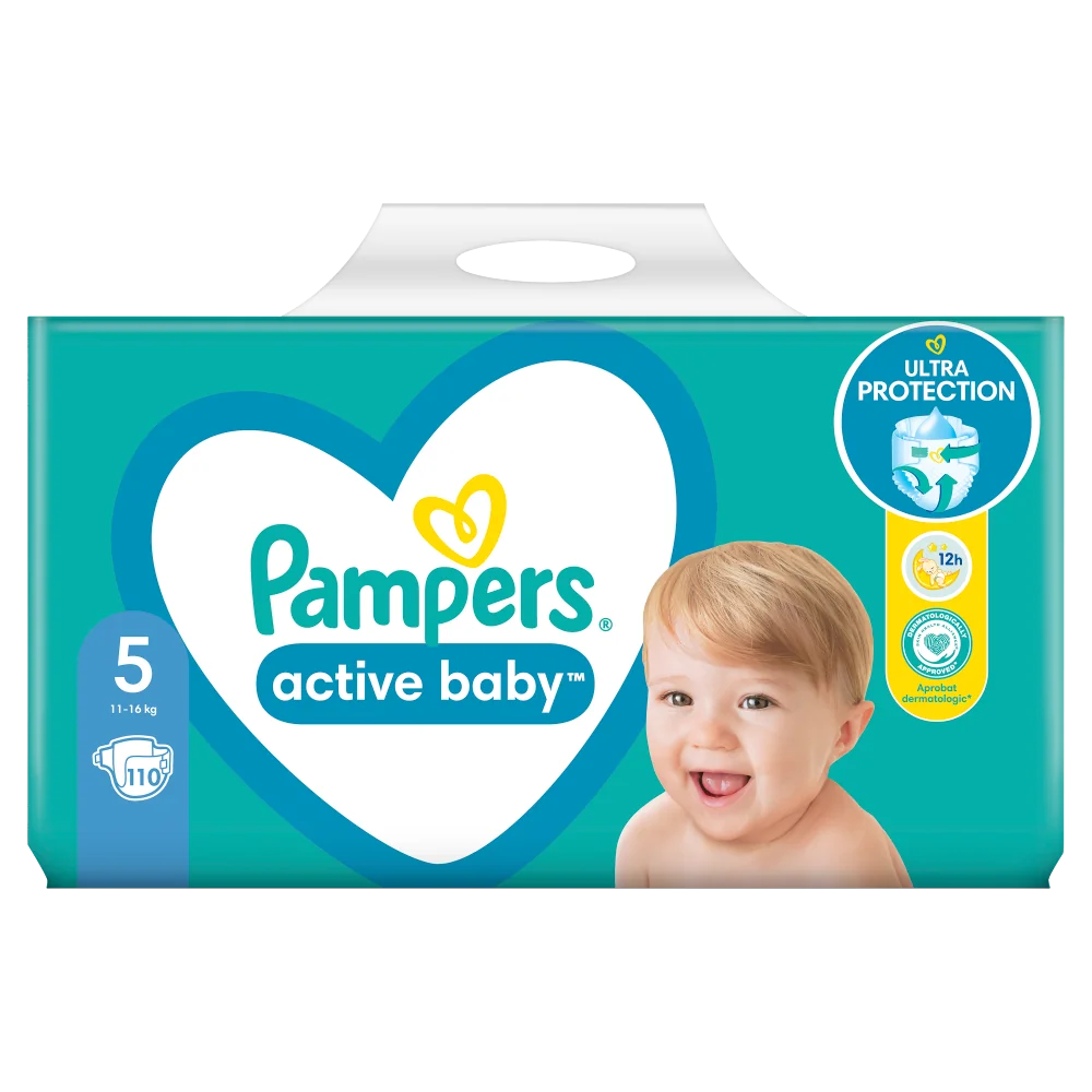 Pampers Active Baby, pieluchy, rozmiar 5, 11-16 kg, 110 sztuk