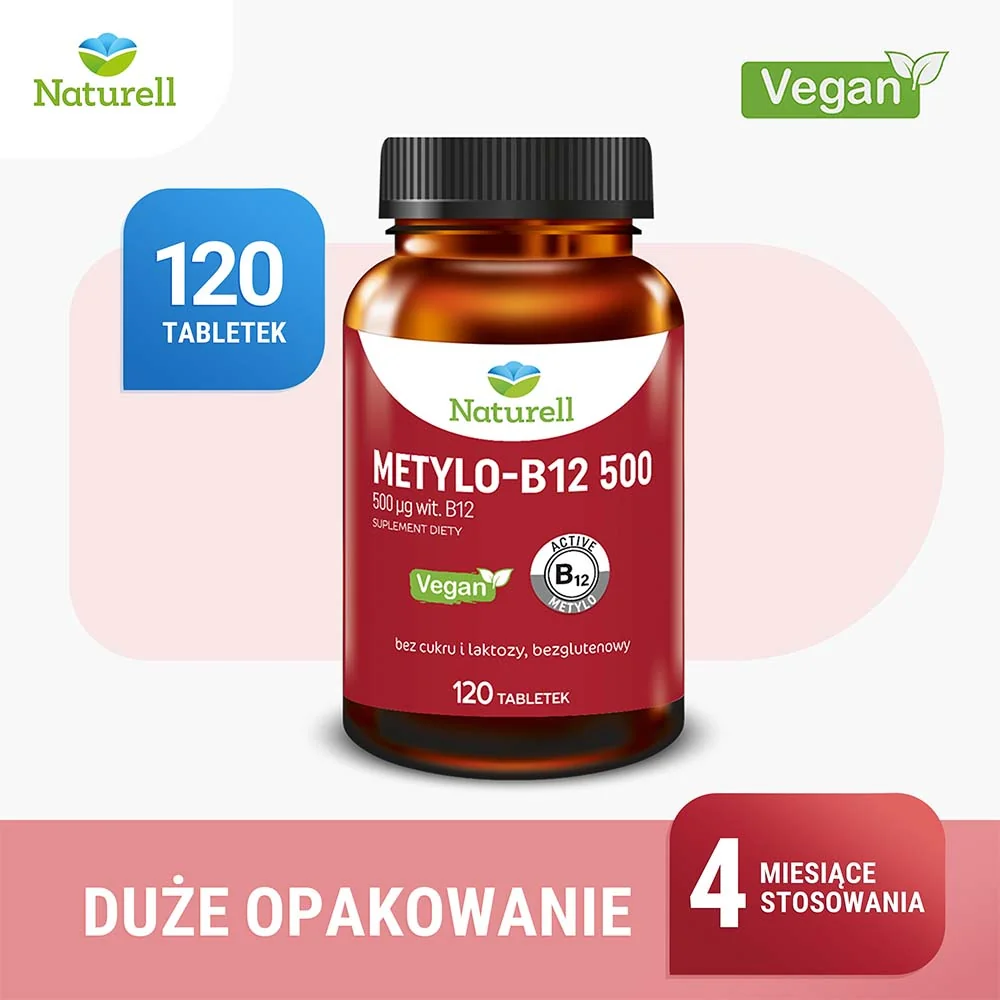 Naturell, Metylo-B12 500, 120 tabletek 