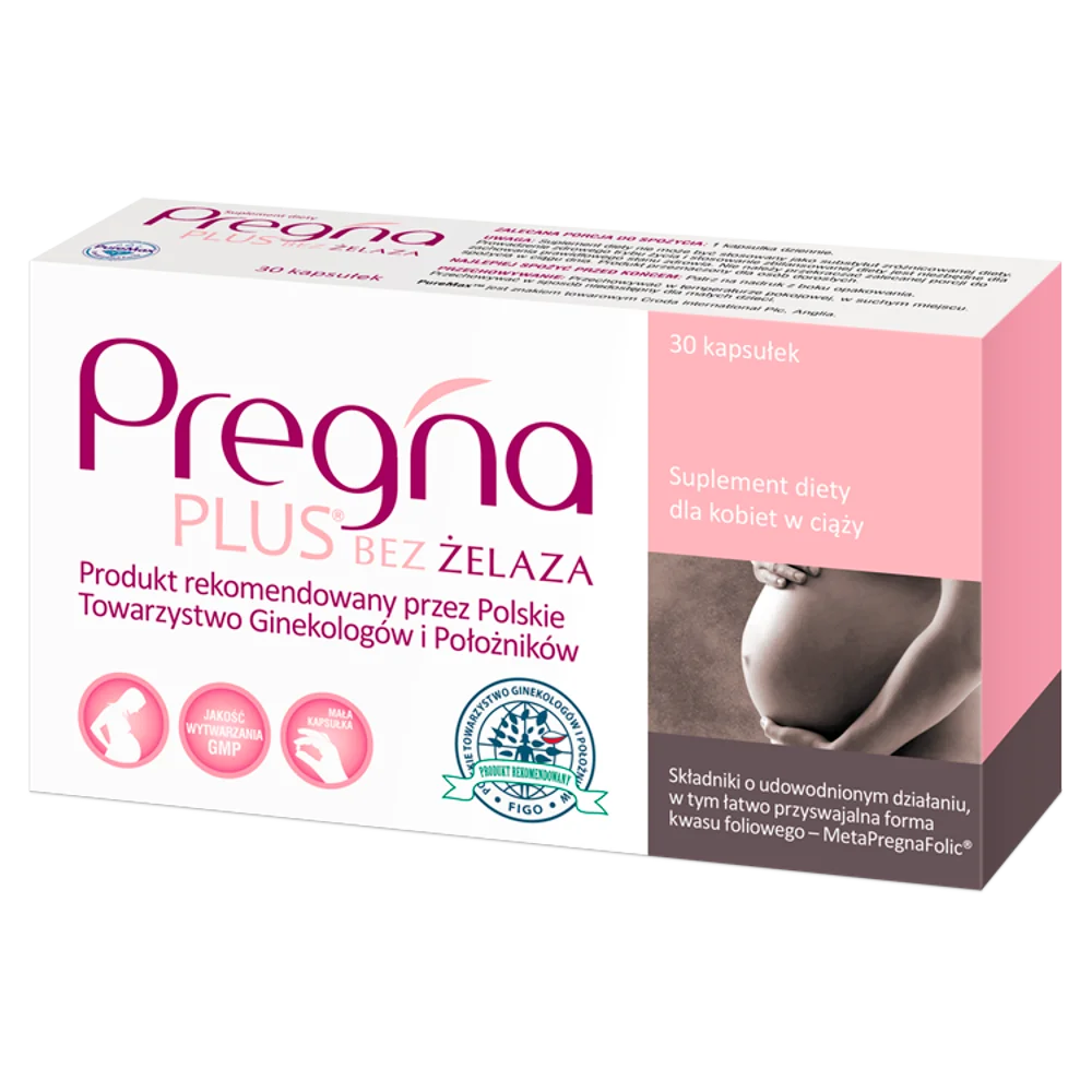 Pregna Plus Bez Żelaza, suplement diety, 30 kapsułek