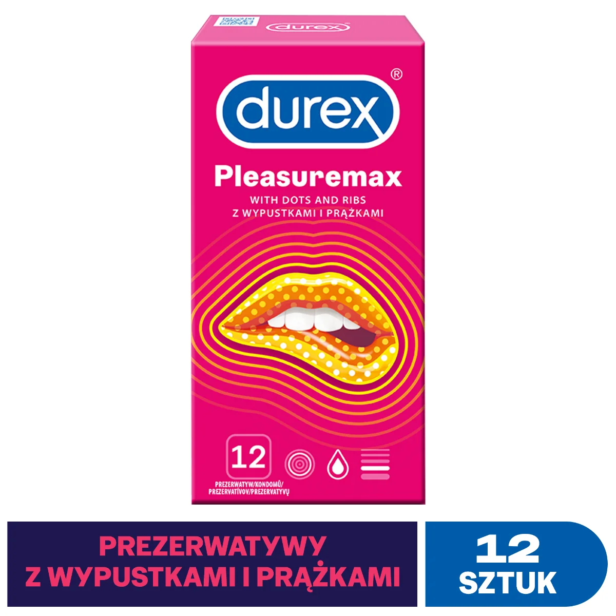 Prezerwatywy Durex Pleasuremax nawilżające, 12 szt.