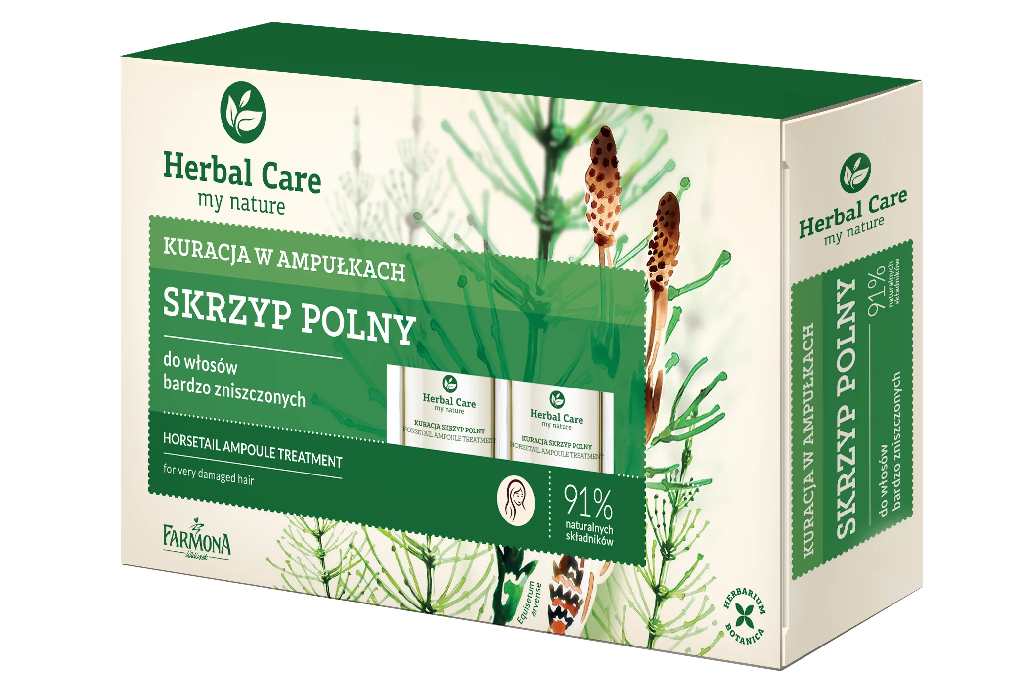 Herbal Care, kuracja w ampułkach do włosów bardzo zniszczonych Skrzyp polny, 5x5 ml