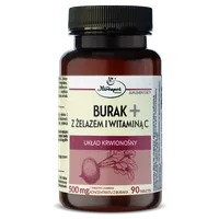 Burak + z żelazem i witaminą C, suplement diety, 90 tabletek