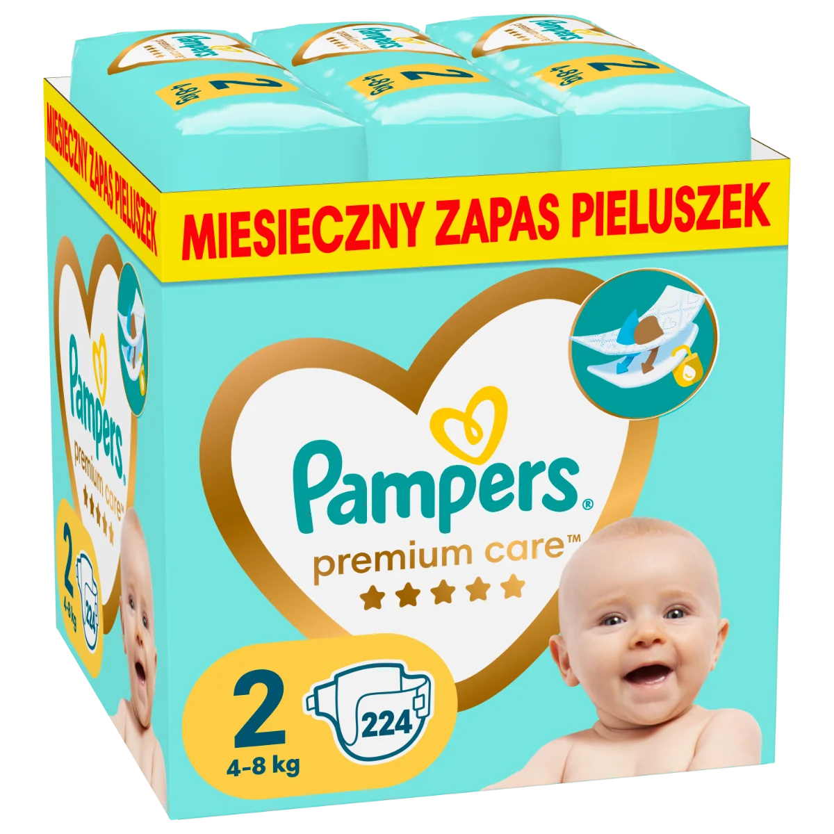 Pampers Premium Care, pieluszki rozmiar 2 mini (4-8 kg), 224 szt.