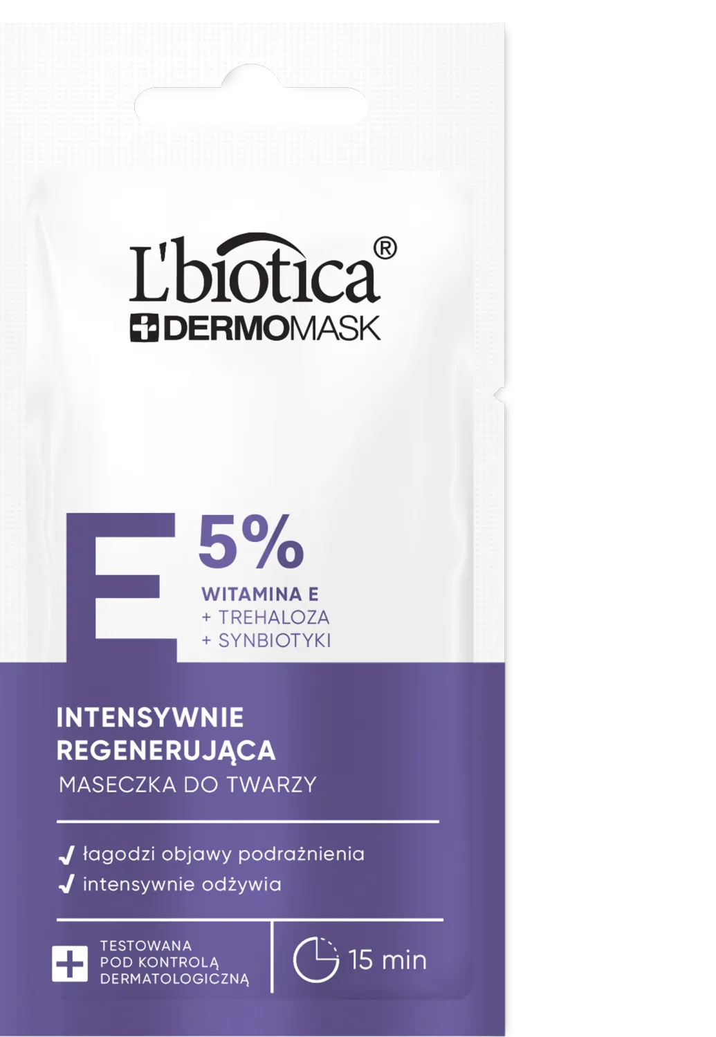 L'biotica Dermomask intensywnie regenerująca maska z witaminą E,  8 ml 