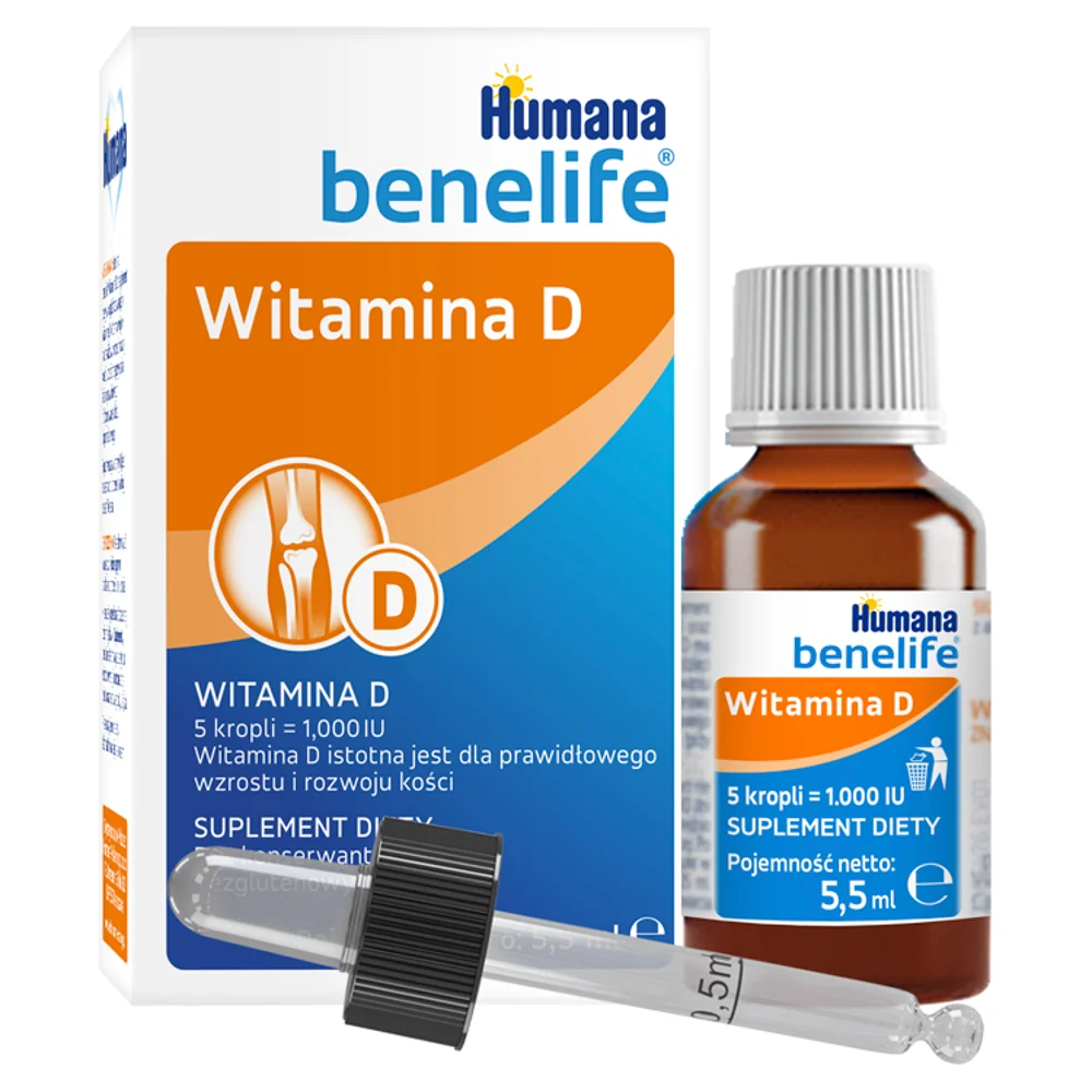 HUMANA Benelife Witamina D krople, 5,5 ml