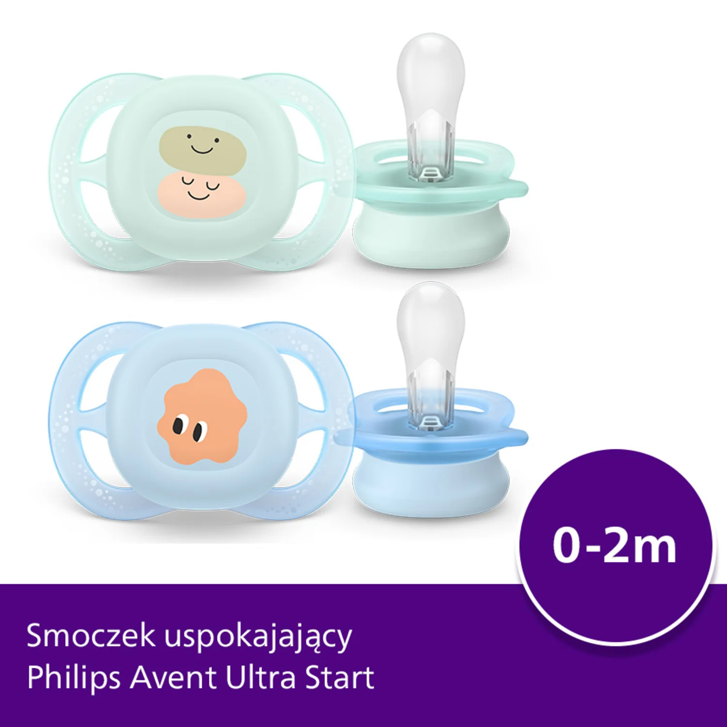 Philips Avent Ultra Start SCF075/04 smoczek ortodontyczny, 0-2 m, 2 szt. 