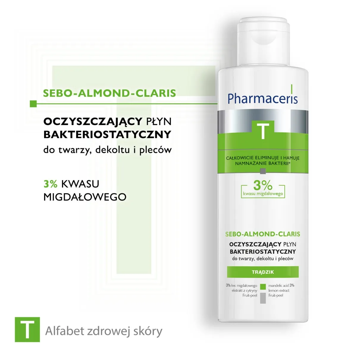 Pharmaceris T Sebo-Almond-Claris, oczyszczający płyn bakteriostatyczny, 190 ml 